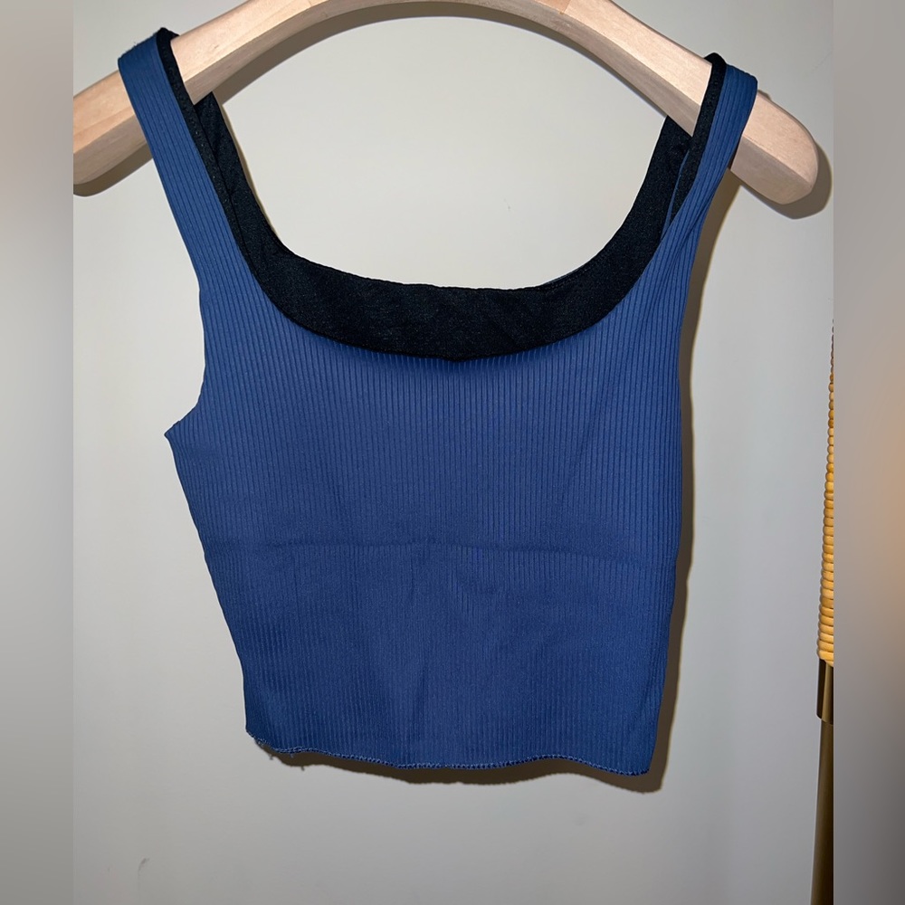 Carbon38 Blue Ribbed Tank Top - Picture 3 of 5